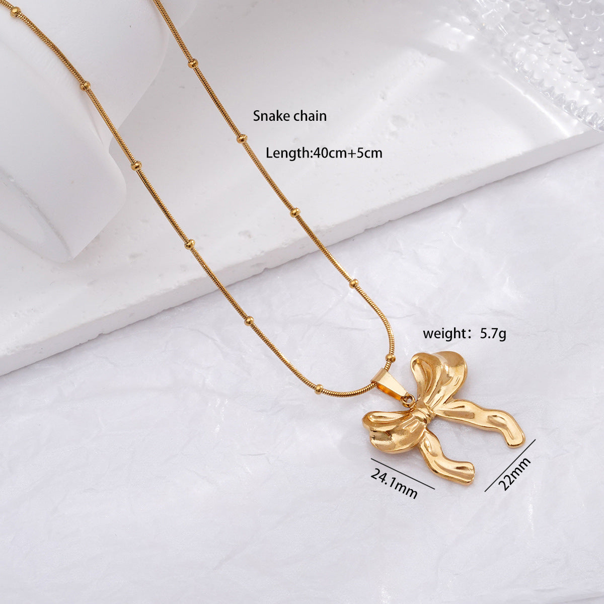 Light Luxury Design Non-fading Titanium Steel Bow Necklace