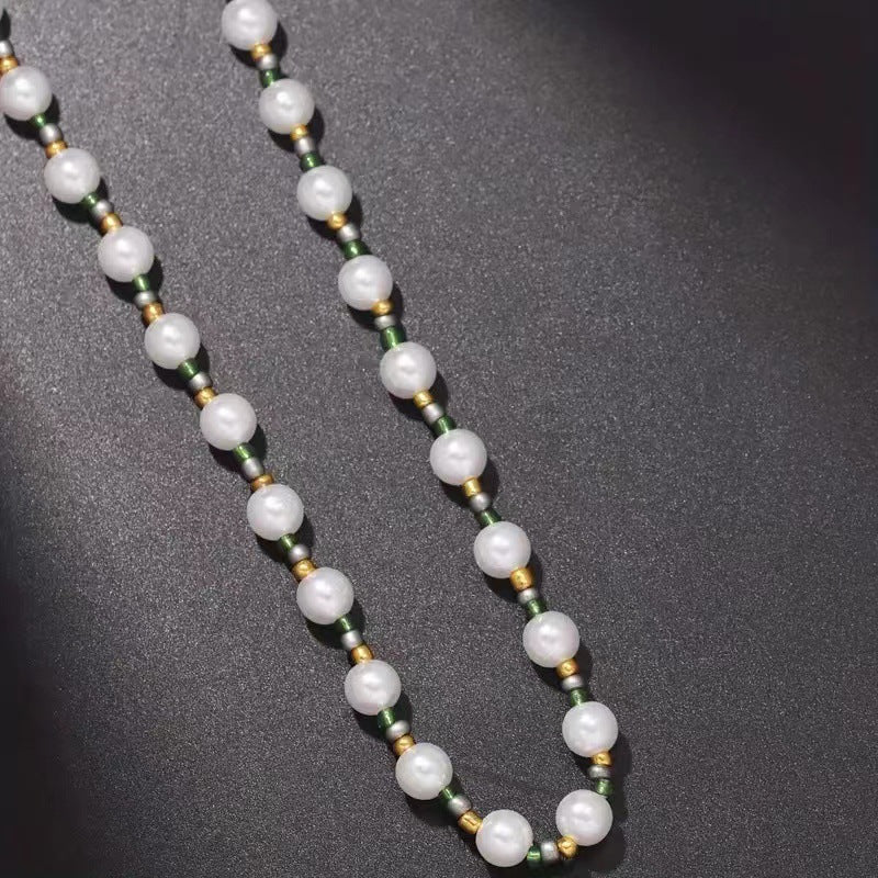 Men's And Women's Pearl Glass Beads Mixed Necklace