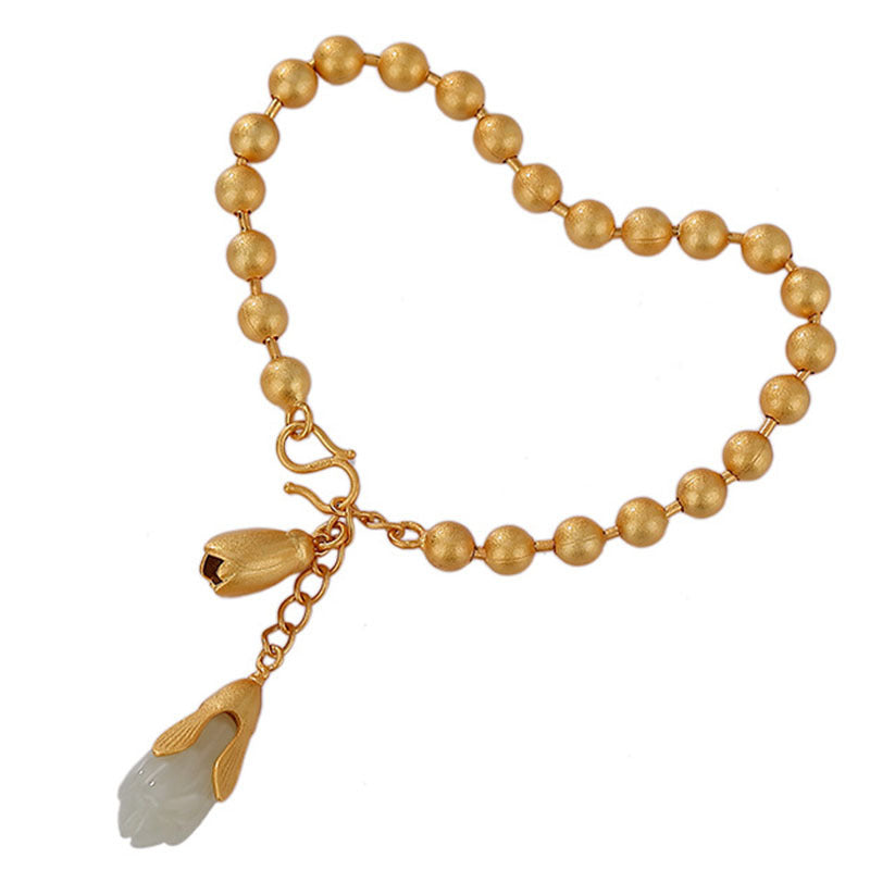 Natural  Hetian Jade Frosted Ball Bracelet Simple Retro
