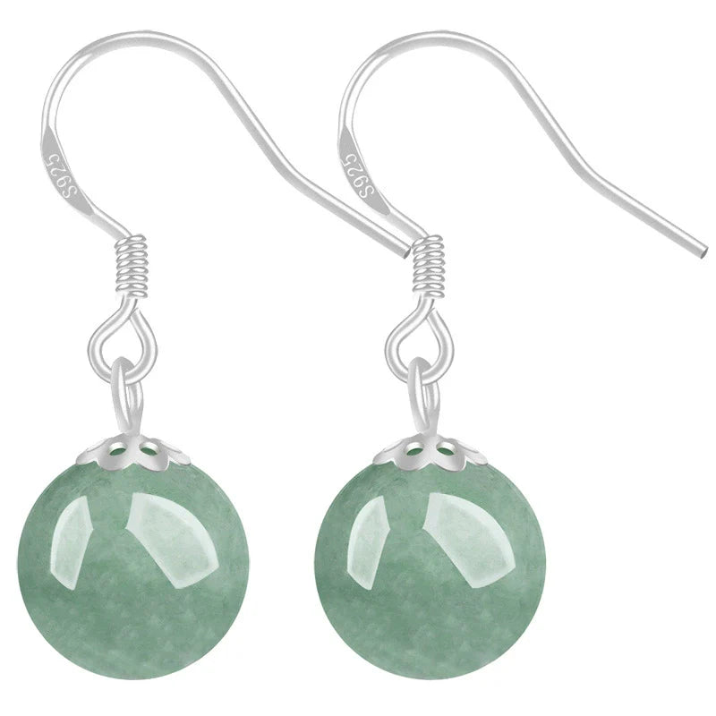 925 Sterling Silver Natural Grade A Jadeite Bead Pendant Earrings – Certified Authentic Jade Jewelry