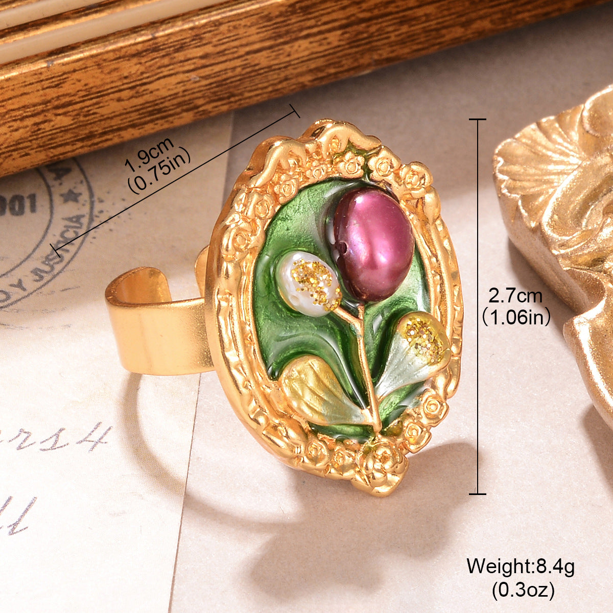 Baroque Pearl Ring Flower Oil Painting Series