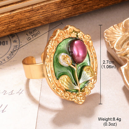 Baroque Pearl Ring Flower Oil Painting Series