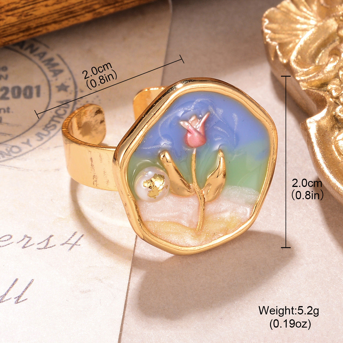 Baroque Pearl Ring Flower Oil Painting Series