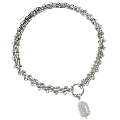 Exaggerated Woven Natural Freshwater Square Pearl Pendant