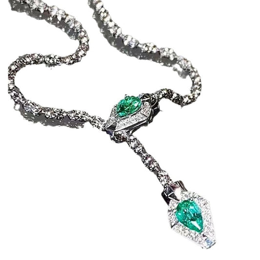 Cool Green Zircon Snake Delicate Style Necklace