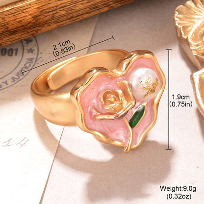 Baroque Pearl Ring Flower Oil Painting Series