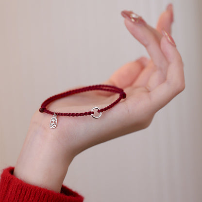 Women's S925 Sterling Silver Pendant For Safety Red Rope Bracelet