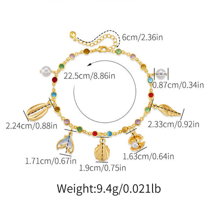 Bohemian Anklet Copper Plating 18K Real Gold Chain