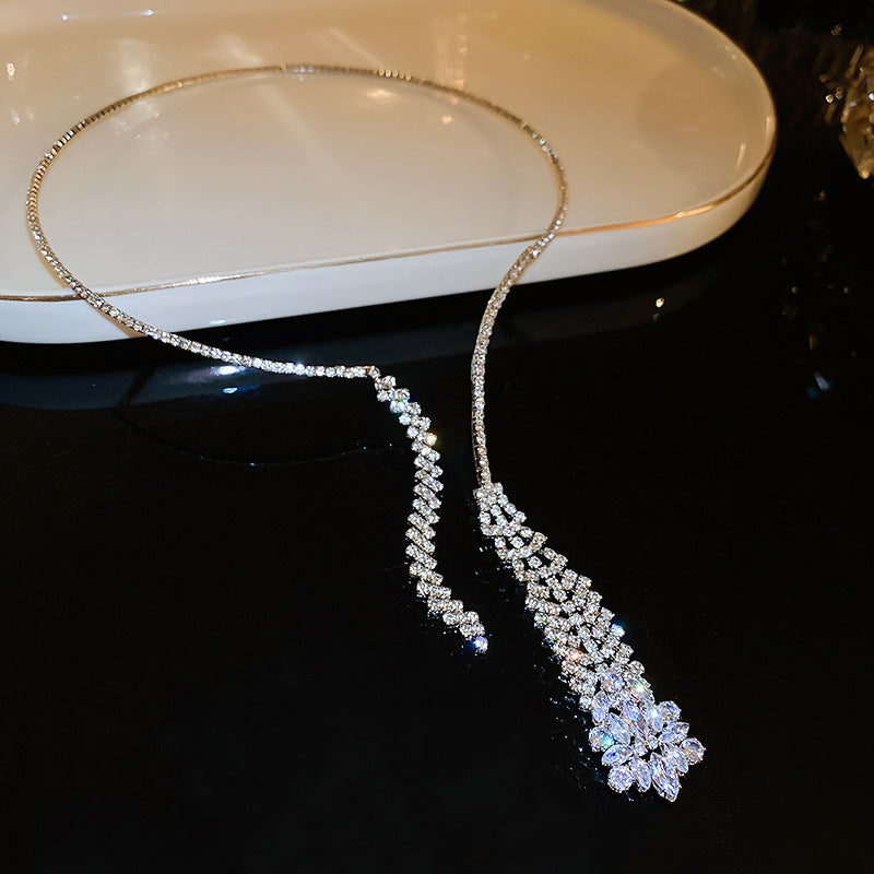 Rhinestone Zircon Tassel Necklace Affordable Luxury