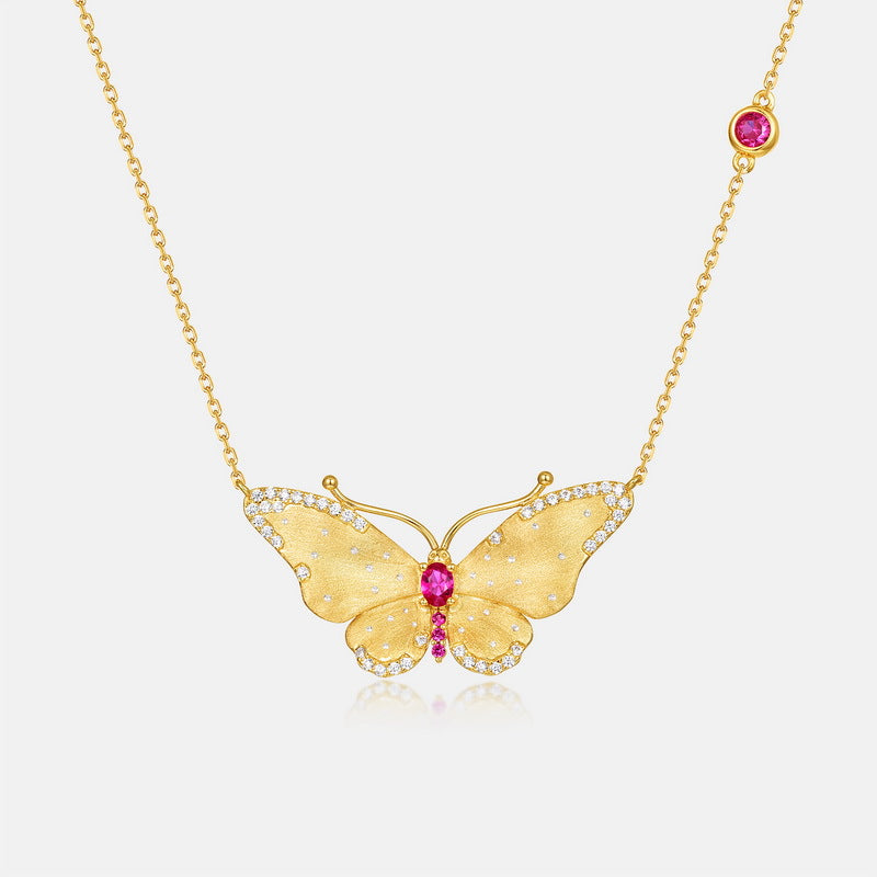 S925 Silver Handmade Brushed Retro Affordable Luxury Elegant New Fantasy Butterfly Necklace For Women