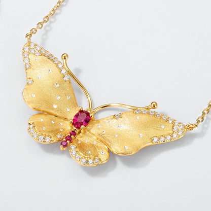S925 Silver Handmade Brushed Retro Affordable Luxury Elegant New Fantasy Butterfly Necklace For Women