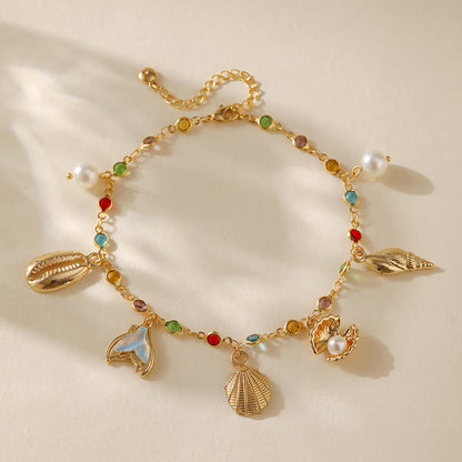 Bohemian Anklet Copper Plating 18K Real Gold Chain