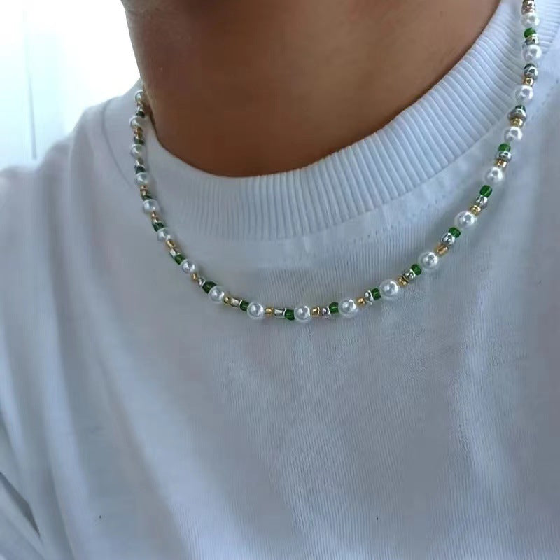 Men's And Women's Pearl Glass Beads Mixed Necklace