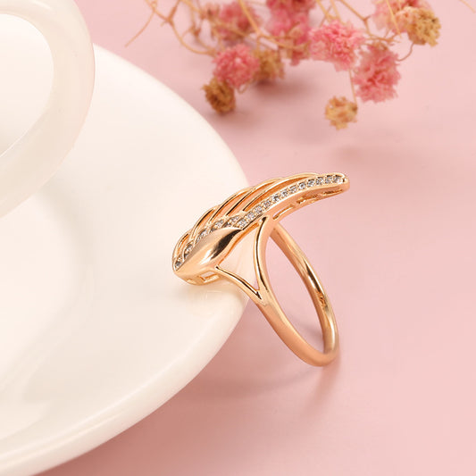 585 Rose Gold Zircon Angel Wings Ring