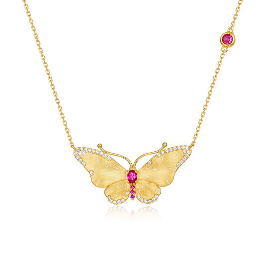 S925 Silver Handmade Brushed Retro Affordable Luxury Elegant New Fantasy Butterfly Necklace For Women
