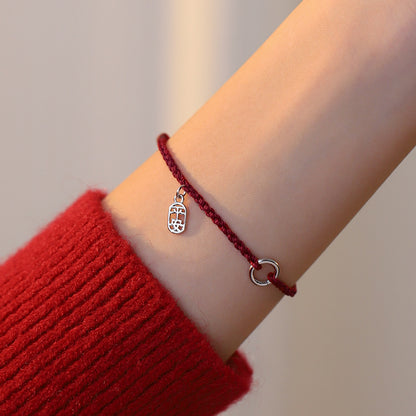 Women's S925 Sterling Silver Pendant For Safety Red Rope Bracelet