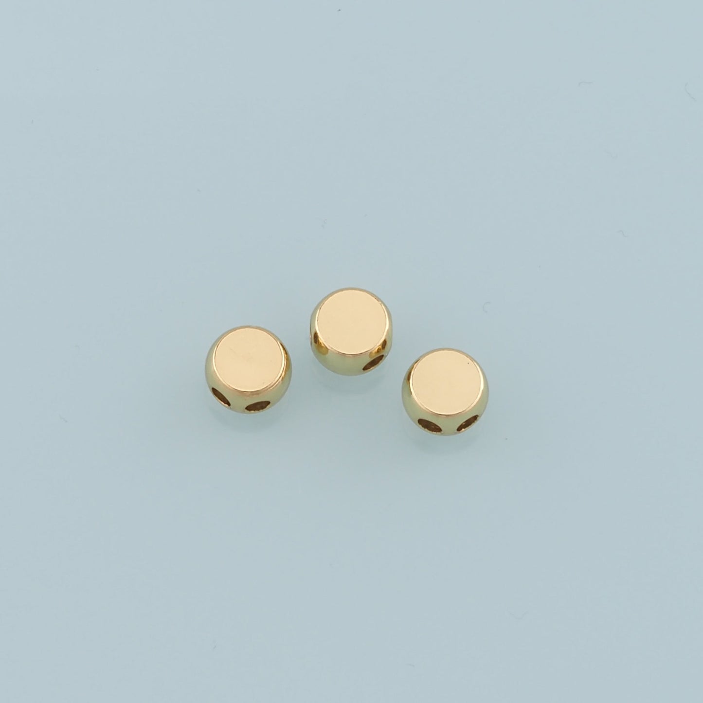 Gold Round Beads Charms,18K Gold Filled Round Flat Spacer beads Bracelet Necklace for DIY Jewelry Making Supply