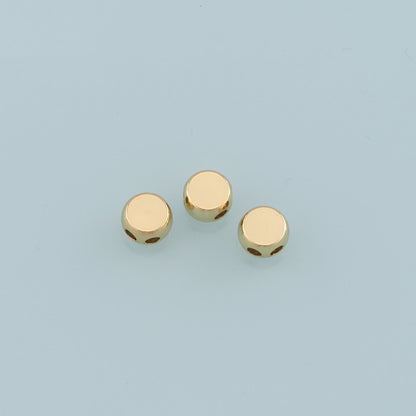 Gold Round Beads Charms,18K Gold Filled Round Flat Spacer beads Bracelet Necklace for DIY Jewelry Making Supply