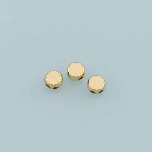 Gold Round Beads Charms,18K Gold Filled Round Flat Spacer beads Bracelet Necklace for DIY Jewelry Making Supply