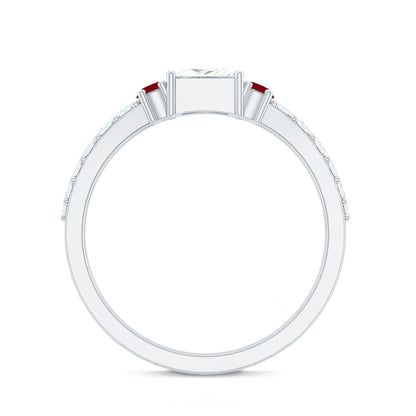 Lab Grown Diamond 5 MM Princess Cut Engagement Ring With Ruby