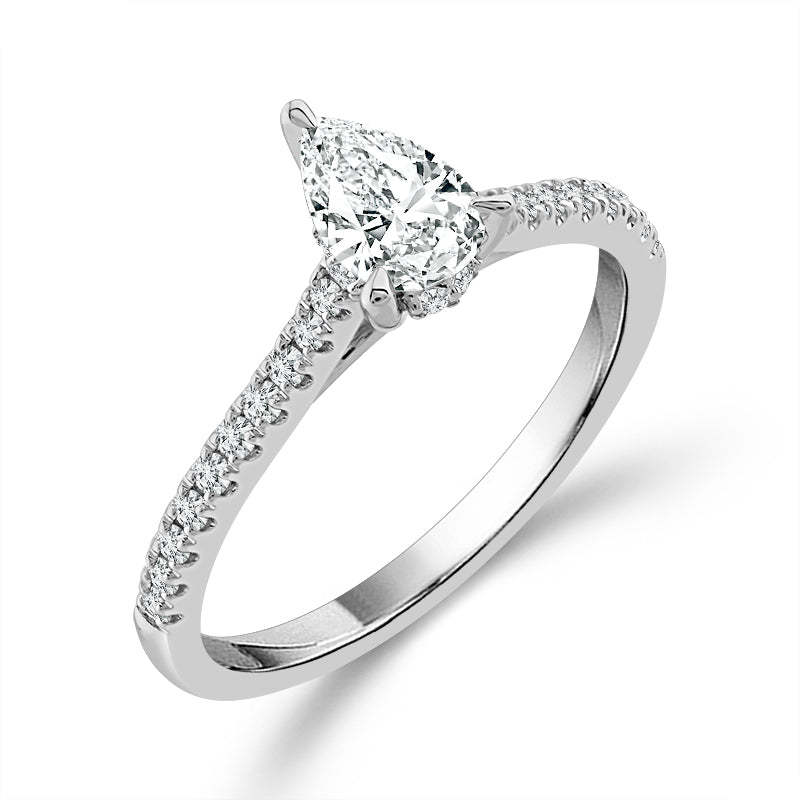 Diamond Engagement Ring 0.76 ct tw Pear round 14k White Gold