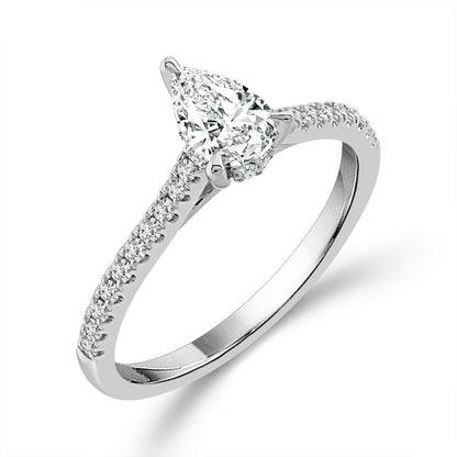 Diamond Engagement Ring 0.76 ct tw Pear round 14k White Gold