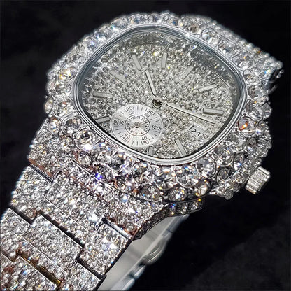 Luxury Diamond Watch Men Hip Hop Street Style Date Display Quartz Timepiece Iced Out Party Jewelry Wristwatch Hot Sale Product