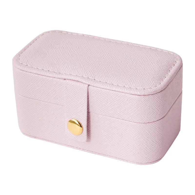 EMESA HOME Exquisite PU Leather Jewelry Box, Ring Necklace Earrings Storage, Minimalist Daily Travel Portable Organizer Box.