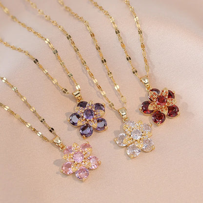 BloomSpin™ Zircon Flower Necklace 🌸💎 Elegance in Motion