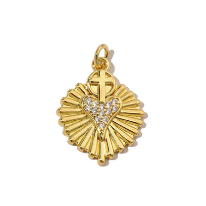 3pcs/Lot Coper Zircon Irregular Heart Necklace Pendant Women 18k Real Gold Color Love DIY Earring Charms Jewelry Findings