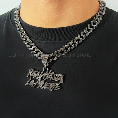 ULJ Men Women Hip Hop realhasta lamuerte Letter  Pendant Necklace 12MM