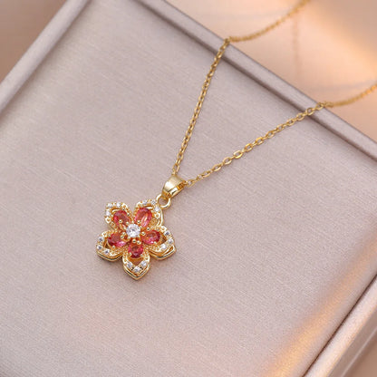 BloomSpin™ Zircon Flower Necklace 🌸💎 Elegance in Motion