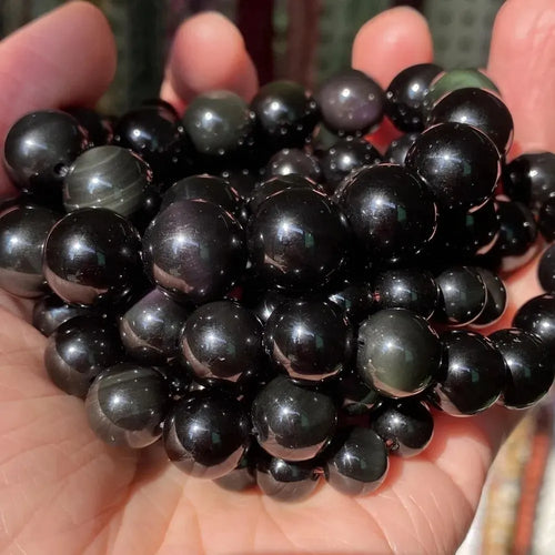 1 Strand 45pcs Natural Stone Rose Quartz Tiger Eye Black Obsidian