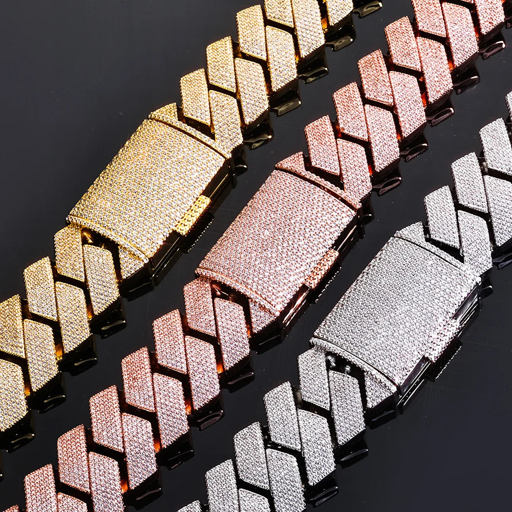 Hip Hop Jewelry Men Iced Out Chains Big Heavy 25mm Six Rows Cz Stone Cuban Link Chain High Quality Bling Necklace ﻿