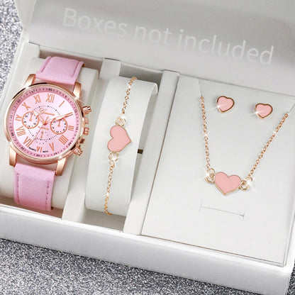 6PCS Women's Watch and Jewelry Set