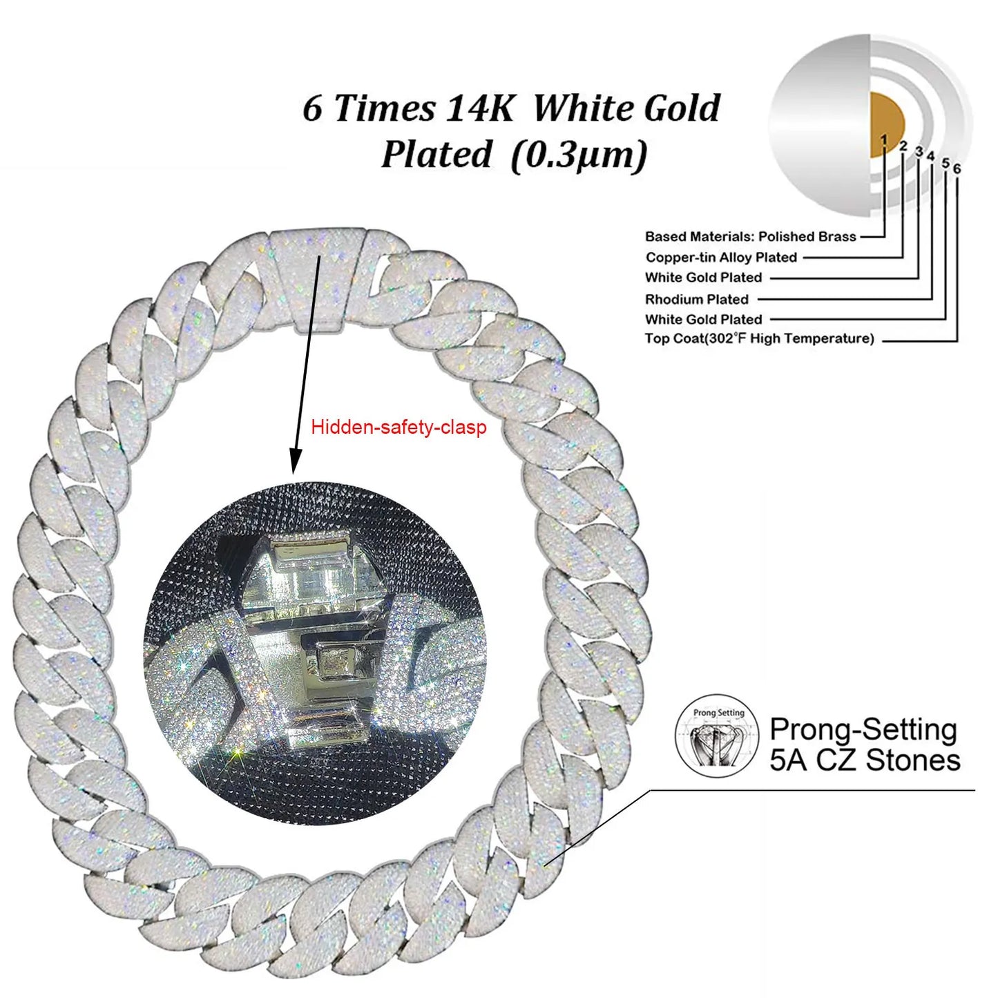 Luxury Jewelry 22mm Diamond Chain Men Iced Out Bling CZ Silver/Gold Plated Rapper Hip Hop Thick Cuban Link Necklace Gift for Him