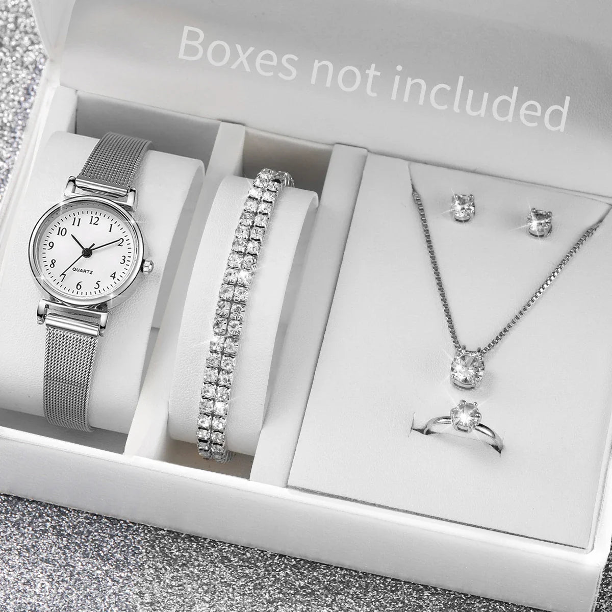 6PCS Women's Watch and Jewelry Set