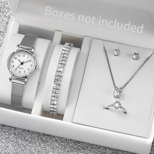 6PCS Women's Watch and Jewelry Set