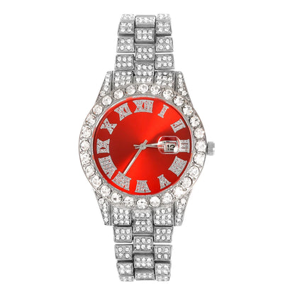 16mm Hip Hop Miami Cuban Link Chain Set Necklace +Watch+Bracelet Creative Iced Out Shiny Trendy Stylish Jewelry For Women Men