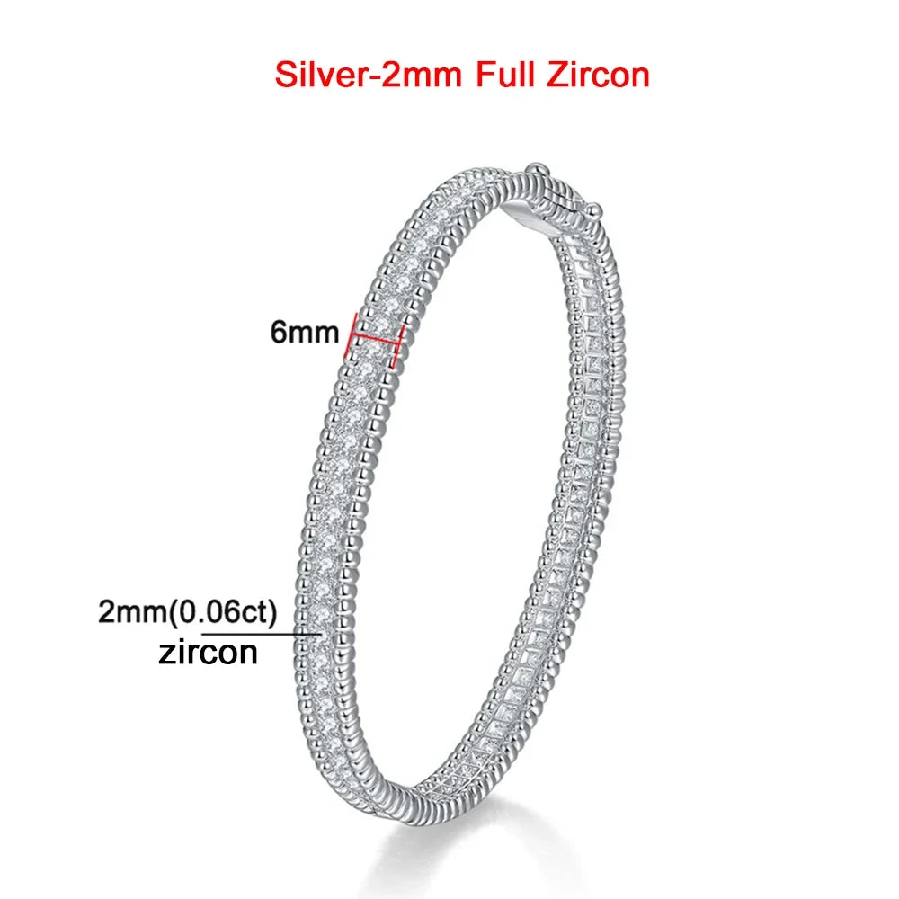 TBCYD 2MM D Color Full Moissanite Bangles For Women GRA Certified S925 Silver Sparkling Diamond Bracelets Luxury Jewelry Gifts