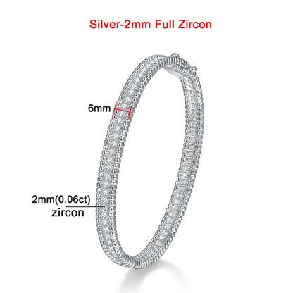 TBCYD 2MM D Color Full Moissanite Bangles For Women GRA Certified S925 Silver Sparkling Diamond Bracelets Luxury Jewelry Gifts