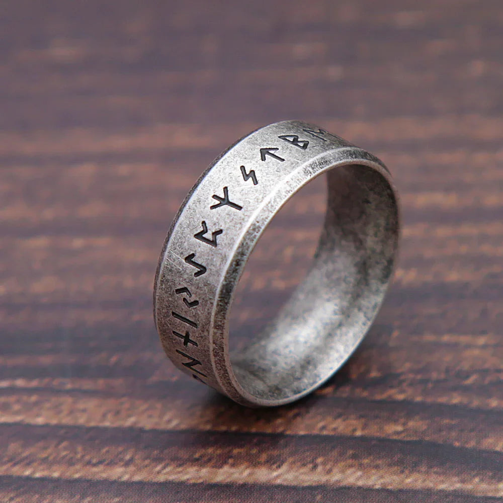 Stainless Steel Runic Viking Ring - Nordic Design for Men and Women Amulet