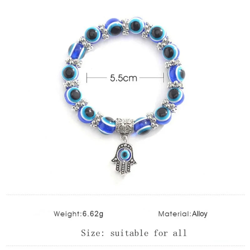 Creative Blue Evil Eye Bracelet for Women Wishing Lucky Amulet Hand of Fatima Bracelet for Men and Women Friendship Jewelry Gift