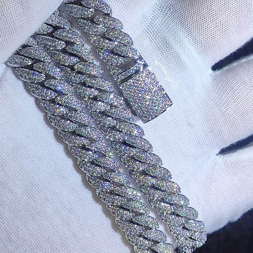 10mm Hip Hop Cubic Zircon CZ Iced Out Bubbles Cuban Link Chain