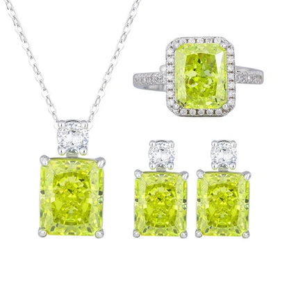 New jewelry high carbon diamond ice flower cut apple green S925 silver
