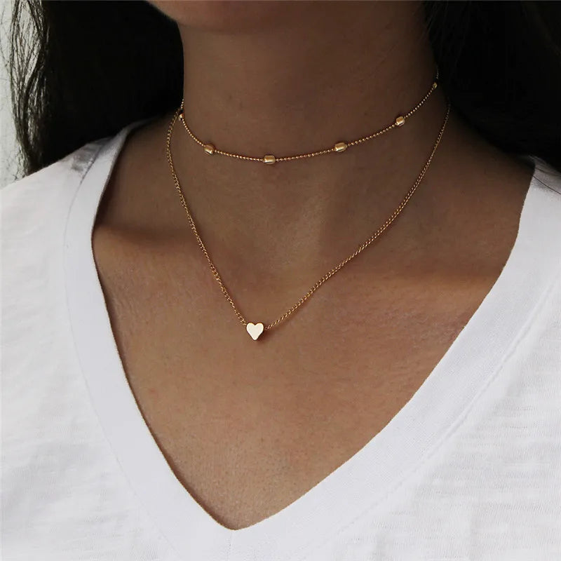 Endearing Three Layer Three Pendant Golden Metal Necklace