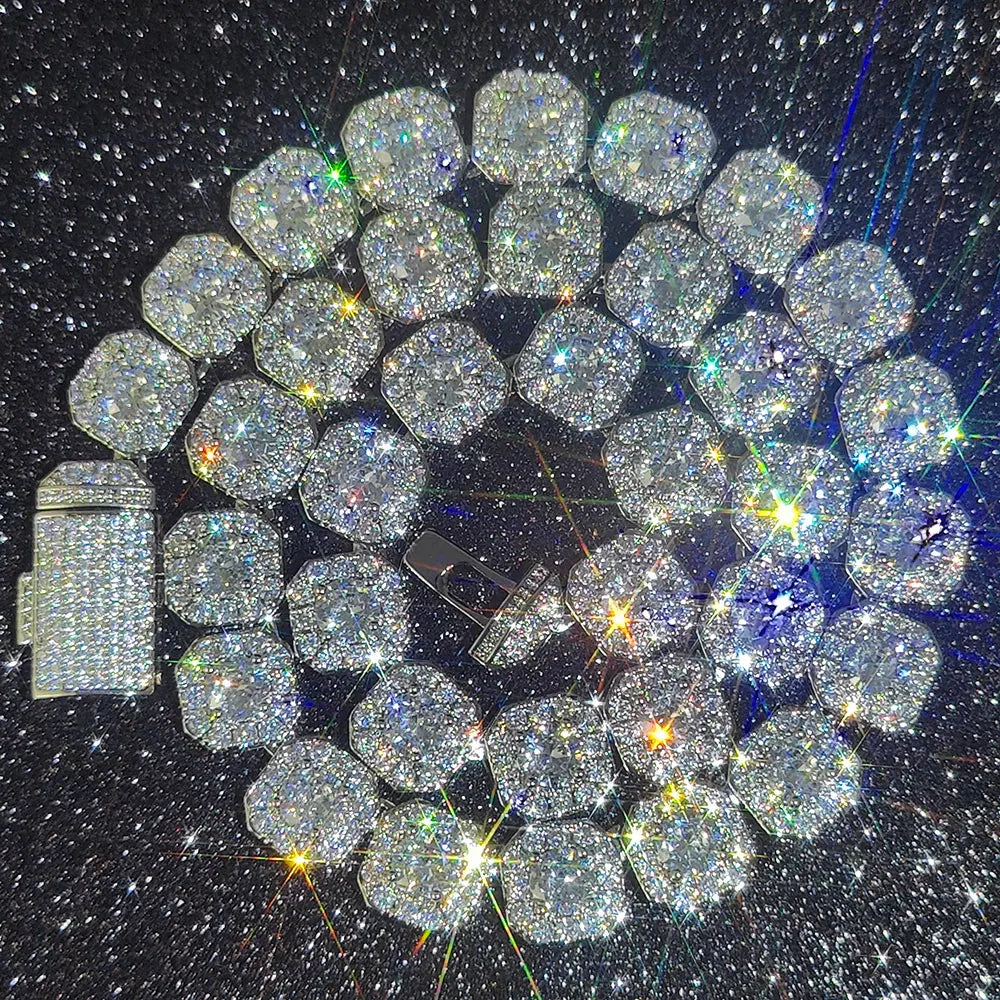 10mm/12mm Cubic Zirconia Necklace Iced Out Ice Cube Cluster Tennis