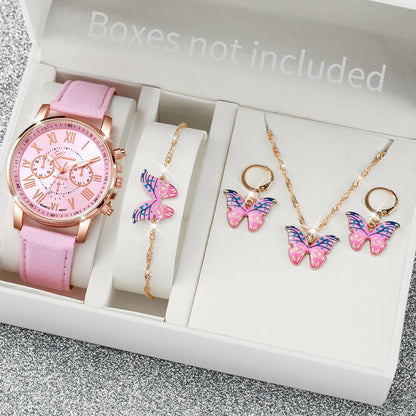 6PCS Women's Watch and Jewelry Set