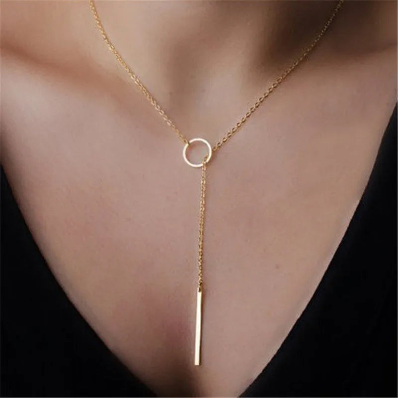 Endearing Three Layer Three Pendant Golden Metal Necklace