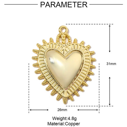 3pcs/Lot Coper Zircon Irregular Heart Necklace Pendant Women 18k Real Gold Color Love DIY Earring Charms Jewelry Findings